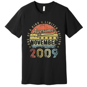 13th Birthday Gift Awesome Since November 2009 13 Year Old Premium T-Shirt