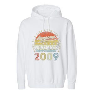 13th Birthday Gift Awesome Since November 2009 13 Year Old Garment-Dyed Fleece Hoodie