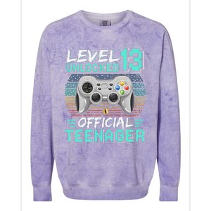 13th Birthday Gifts Level 13 Unlocked Colorblast Crewneck Sweatshirt