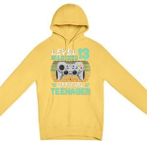 13th Birthday Gifts Level 13 Unlocked Premium Pullover Hoodie