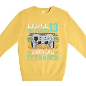 13th Birthday Gifts Level 13 Unlocked Premium Crewneck Sweatshirt