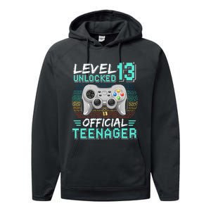 13th Birthday Gifts Level 13 Unlocked Performance Fleece Hoodie