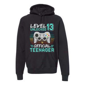 13th Birthday Gifts Level 13 Unlocked Premium Hoodie