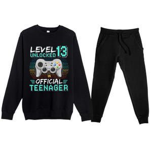 13th Birthday Gifts Level 13 Unlocked Premium Crewneck Sweatsuit Set