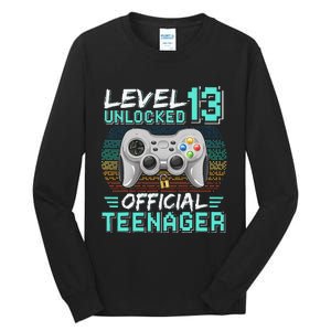 13th Birthday Gifts Level 13 Unlocked Tall Long Sleeve T-Shirt