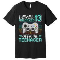 13th Birthday Gifts Level 13 Unlocked Premium T-Shirt