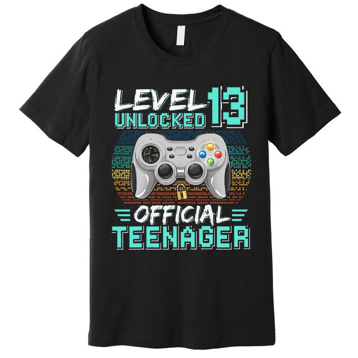 13th Birthday Gifts Level 13 Unlocked Premium T-Shirt