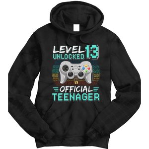 13th Birthday Gifts Level 13 Unlocked Tie Dye Hoodie