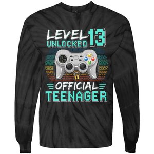 13th Birthday Gifts Level 13 Unlocked Tie-Dye Long Sleeve Shirt