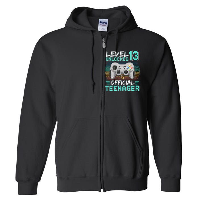 13th Birthday Gifts Level 13 Unlocked Full Zip Hoodie