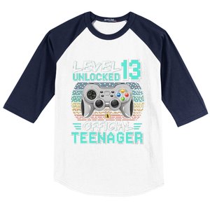 13th Birthday Gifts Level 13 Unlocked Baseball Sleeve Shirt