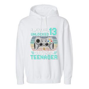 13th Birthday Gifts Level 13 Unlocked Garment-Dyed Fleece Hoodie