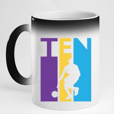 10th Birthday Gift Ten Colorful Basketball 10 Year Old 11oz Black Color Changing Mug