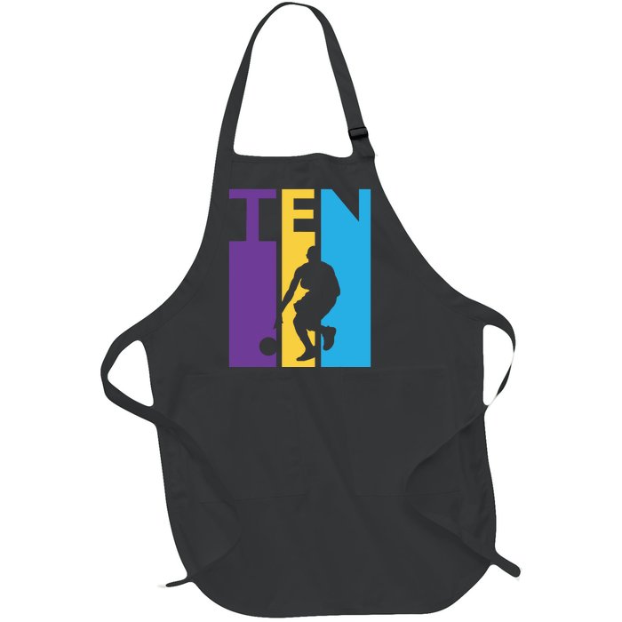 10th Birthday Gift Ten Colorful Basketball 10 Year Old Full-Length Apron With Pockets