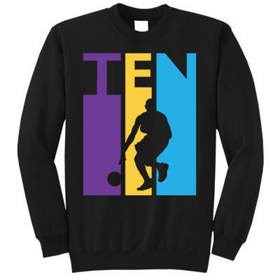 10th Birthday Gift Ten Colorful Basketball 10 Year Old Sweatshirt