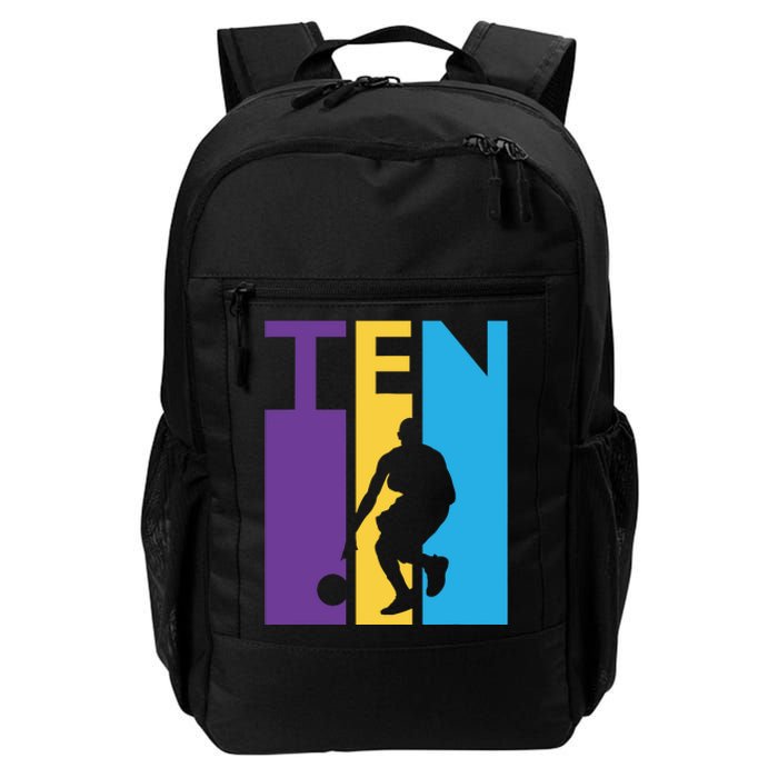 10th Birthday Gift Ten Colorful Basketball 10 Year Old Daily Commute Backpack