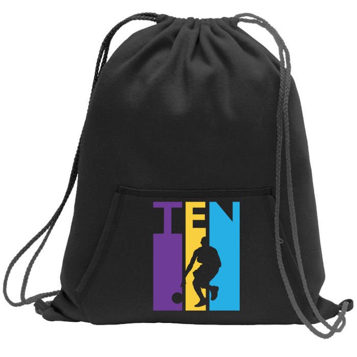 10th Birthday Gift Ten Colorful Basketball 10 Year Old Sweatshirt Cinch Pack Bag