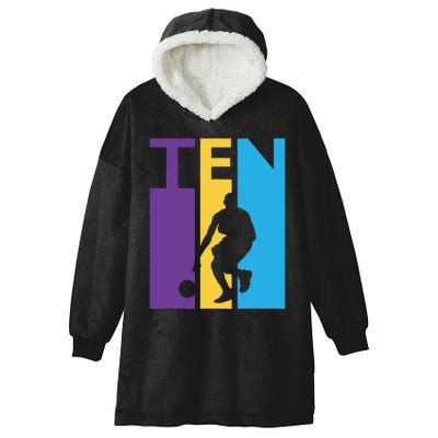 10th Birthday Gift Ten Colorful Basketball 10 Year Old Hooded Wearable Blanket