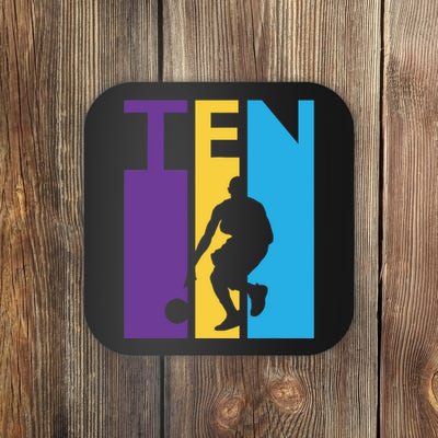 10th Birthday Gift Ten Colorful Basketball 10 Year Old Coaster