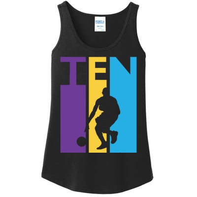 10th Birthday Gift Ten Colorful Basketball 10 Year Old Ladies Essential Tank