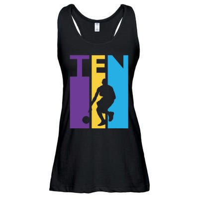 10th Birthday Gift Ten Colorful Basketball 10 Year Old Ladies Essential Flowy Tank