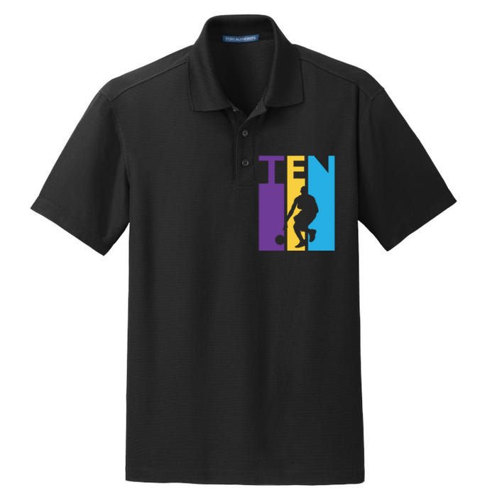 10th Birthday Gift Ten Colorful Basketball 10 Year Old Dry Zone Grid Polo