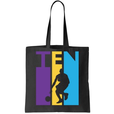 10th Birthday Gift Ten Colorful Basketball 10 Year Old Tote Bag