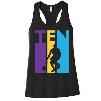 10th Birthday Gift Ten Colorful Basketball 10 Year Old Women's Racerback Tank