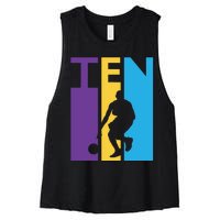 10th Birthday Gift Ten Colorful Basketball 10 Year Old Women's Racerback Cropped Tank