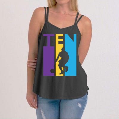 10th Birthday Gift Ten Colorful Basketball 10 Year Old Women's Strappy Tank