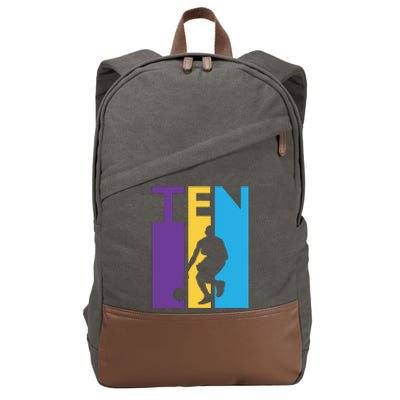 10th Birthday Gift Ten Colorful Basketball 10 Year Old Cotton Canvas Backpack