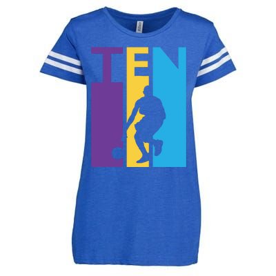 10th Birthday Gift Ten Colorful Basketball 10 Year Old Enza Ladies Jersey Football T-Shirt