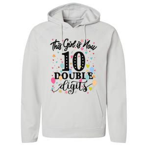 10th Birthday Gifts This Girl Is Now 10 Double Digits Performance Fleece Hoodie