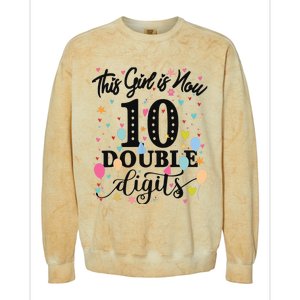 10th Birthday Gifts This Girl Is Now 10 Double Digits Colorblast Crewneck Sweatshirt