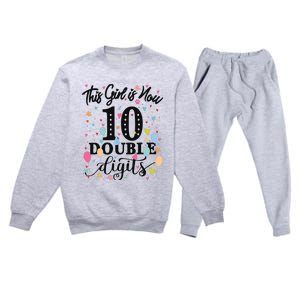 10th Birthday Gifts This Girl Is Now 10 Double Digits Premium Crewneck Sweatsuit Set