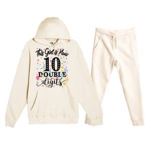 10th Birthday Gifts This Girl Is Now 10 Double Digits Premium Hooded Sweatsuit Set