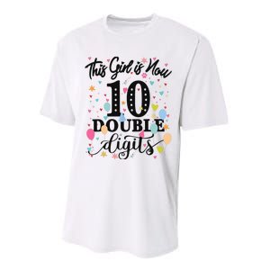 10th Birthday Gifts This Girl Is Now 10 Double Digits Performance Sprint T-Shirt