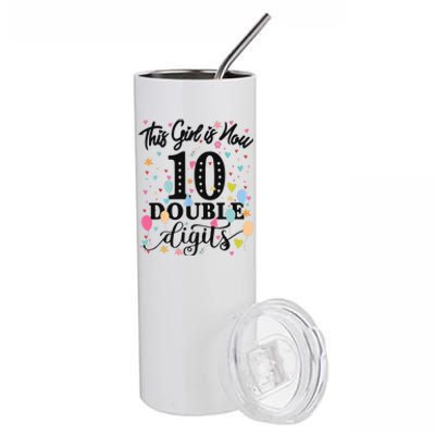 10th Birthday Gifts This Girl Is Now 10 Double Digits Stainless Steel Tumbler