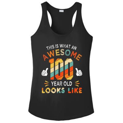 100th Birthday Gifts 100 Years Old looks Like Funny Birthday Ladies PosiCharge Competitor Racerback Tank