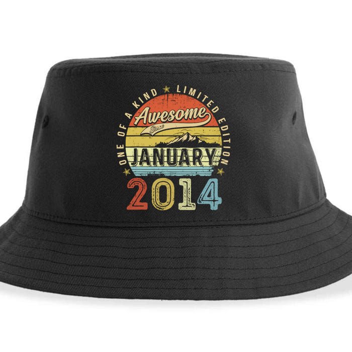 10th Birthday Gift Awesome Since January 2014 10 Year Old Sustainable Bucket Hat