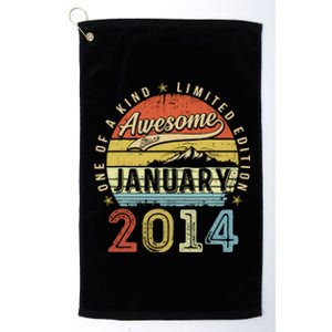 10th Birthday Gift Awesome Since January 2014 10 Year Old Platinum Collection Golf Towel