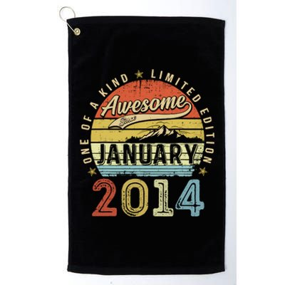 10th Birthday Gift Awesome Since January 2014 10 Year Old Platinum Collection Golf Towel