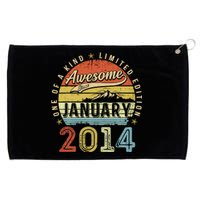 10th Birthday Gift Awesome Since January 2014 10 Year Old Grommeted Golf Towel