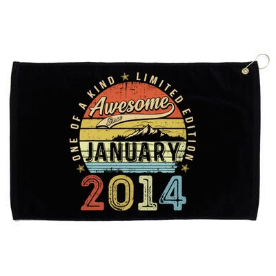 10th Birthday Gift Awesome Since January 2014 10 Year Old Grommeted Golf Towel