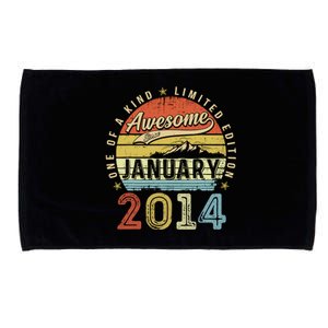 10th Birthday Gift Awesome Since January 2014 10 Year Old Microfiber Hand Towel