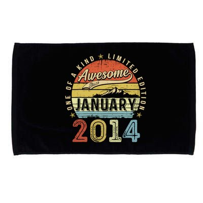 10th Birthday Gift Awesome Since January 2014 10 Year Old Microfiber Hand Towel