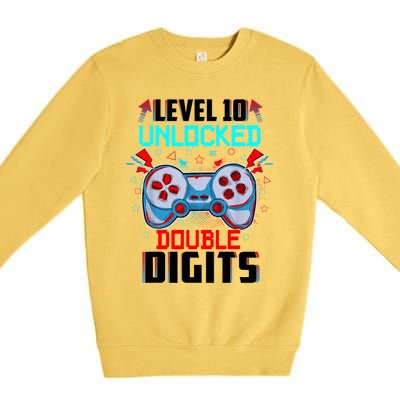 10th Birthday Gift For Boys Double Digits 10 Year Old Gifts Gamer Gift Premium Crewneck Sweatshirt