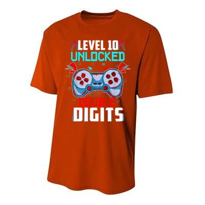 10th Birthday Gift For Boys Double Digits 10 Year Old Gifts Gamer Gift Performance Sprint T-Shirt