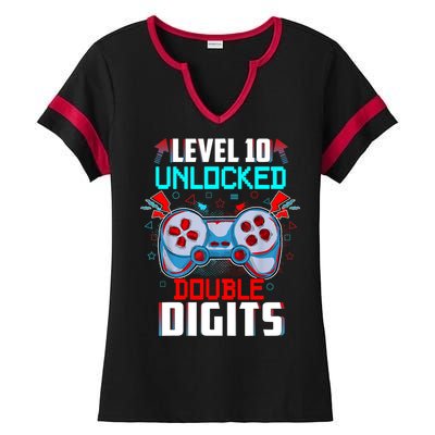 10th Birthday Gift For Boys Double Digits 10 Year Old Gifts Gamer Gift Ladies Halftime Notch Neck Tee