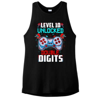 10th Birthday Gift For Boys Double Digits 10 Year Old Gifts Gamer Gift Ladies PosiCharge Tri-Blend Wicking Tank